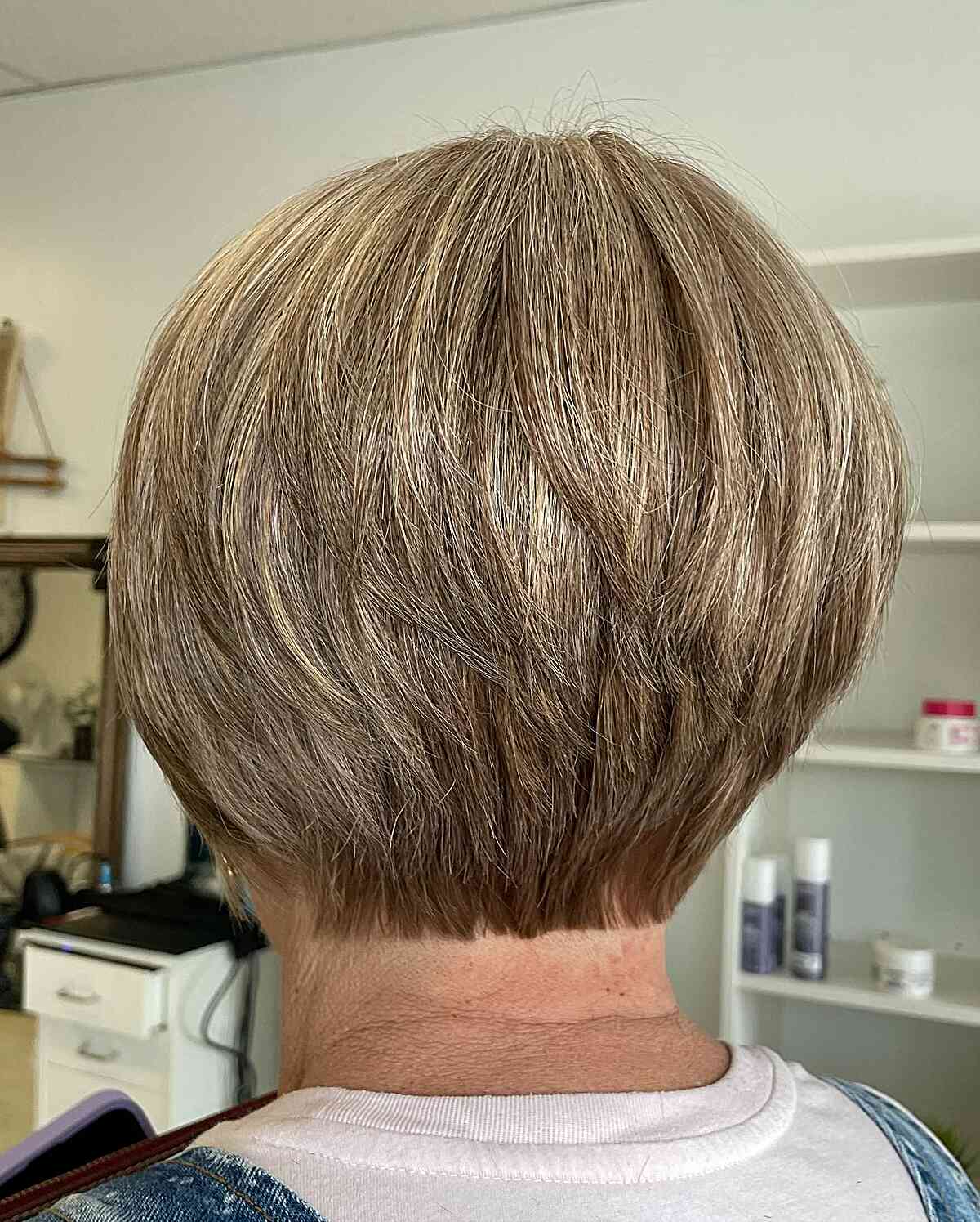 Fall-Inspired Light Brown Pixie Bob with Grey Blending for Ladies Over sixty