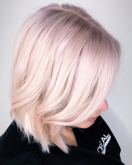 Fashionable Blonde with Lilac Purple Hues