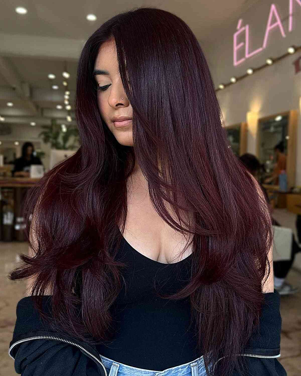 Glossy Dark Cherry Cola Red Waves