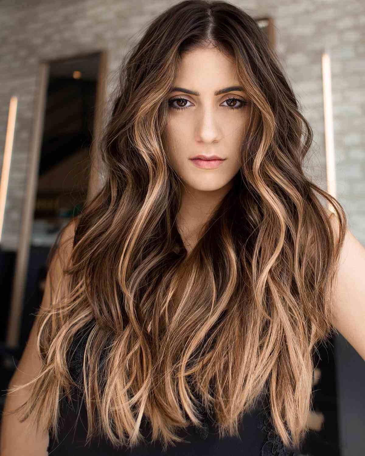 Golden Blonde Highlights on Long Layered Hair