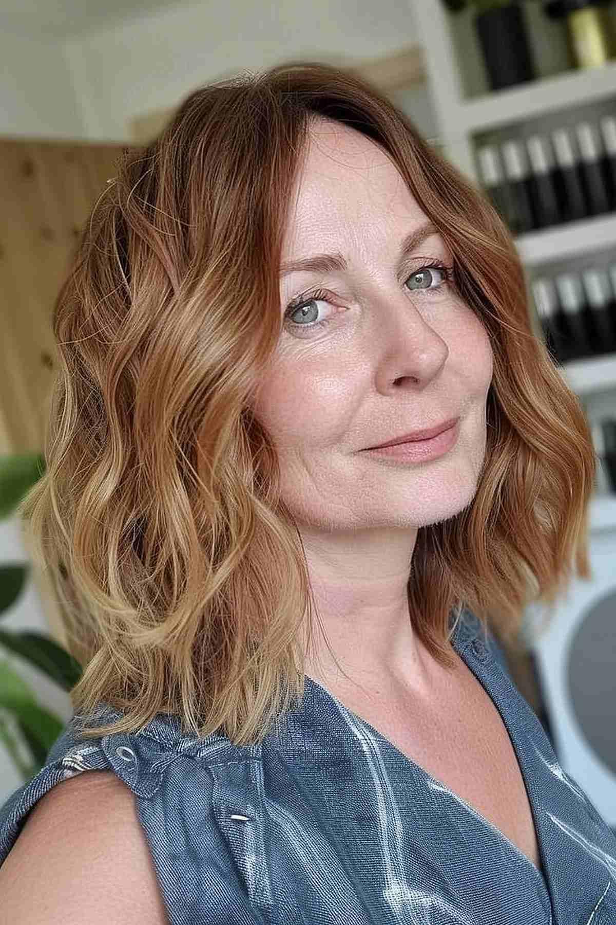 Golden brown ombre for older women