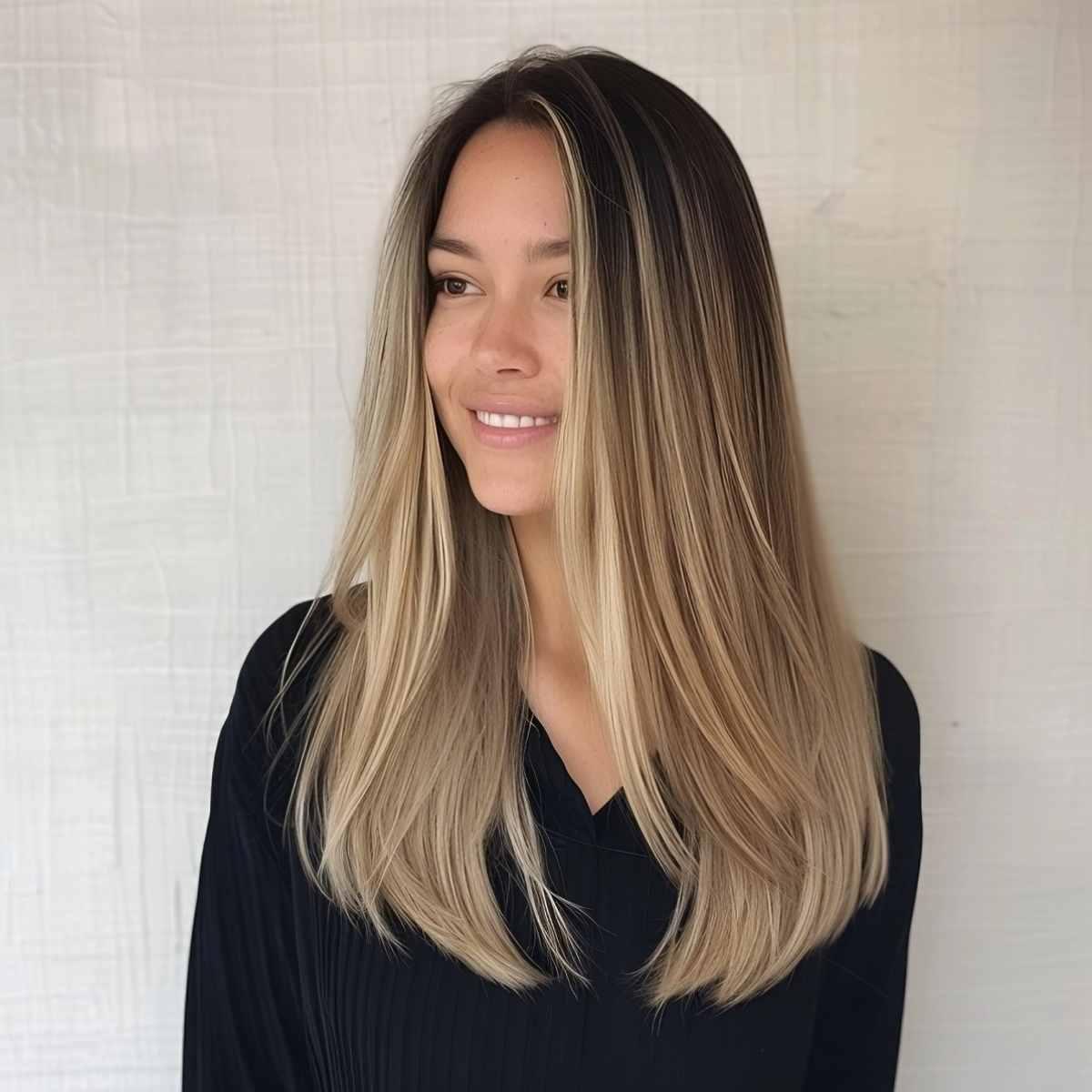 Gradient Caramel Blonde Highlights