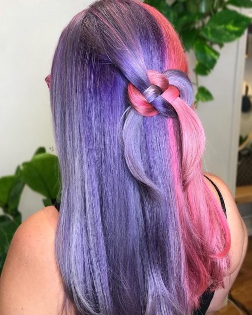 Half pink and purple