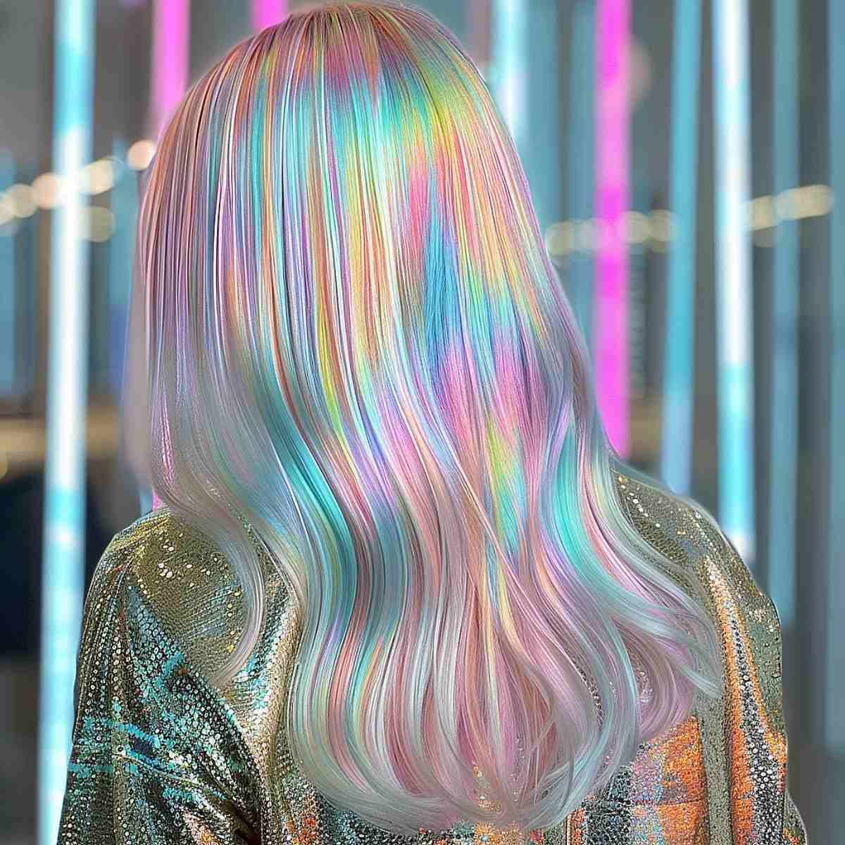 Holographic rainbow hair