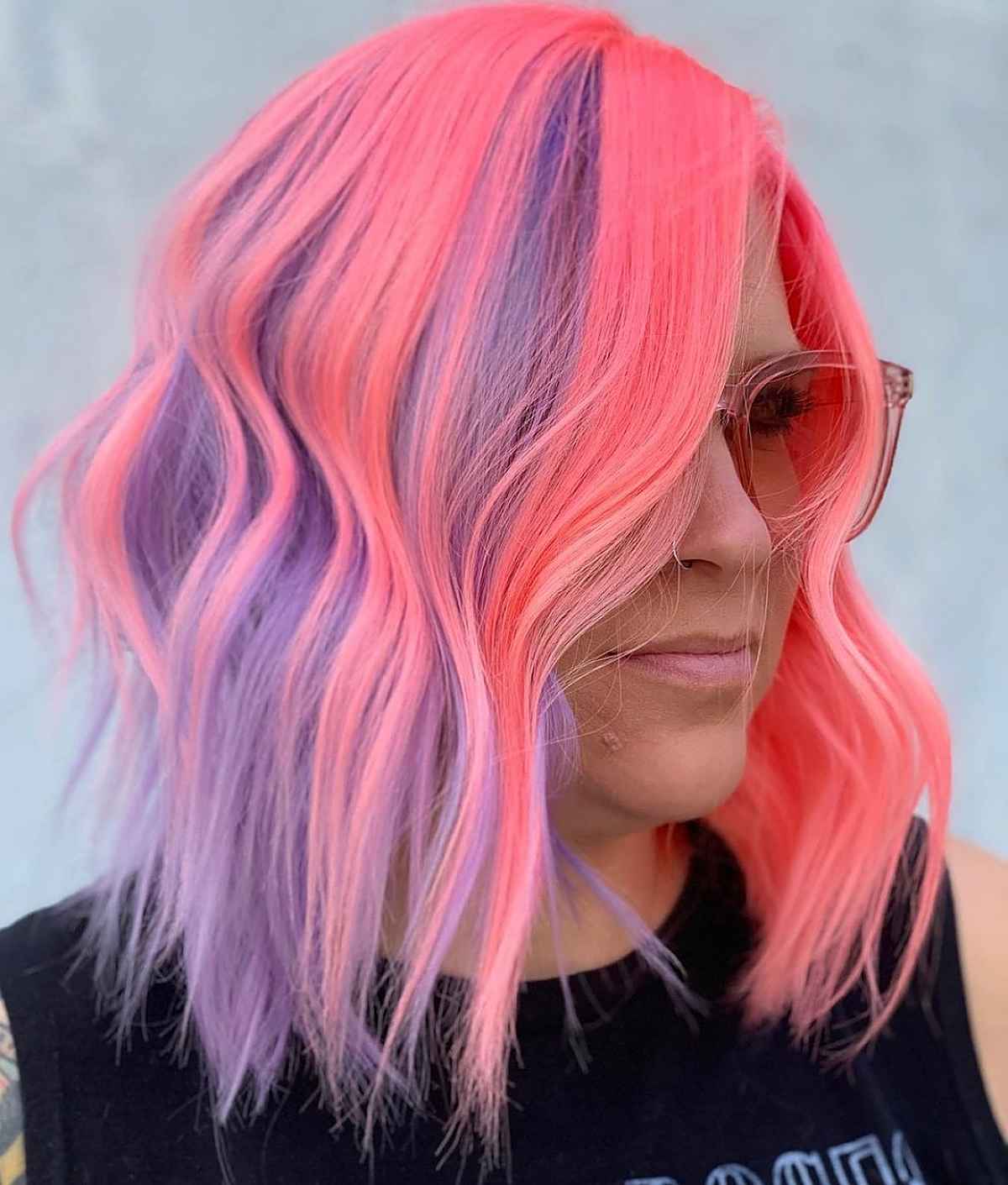 hot pink and purple balayage