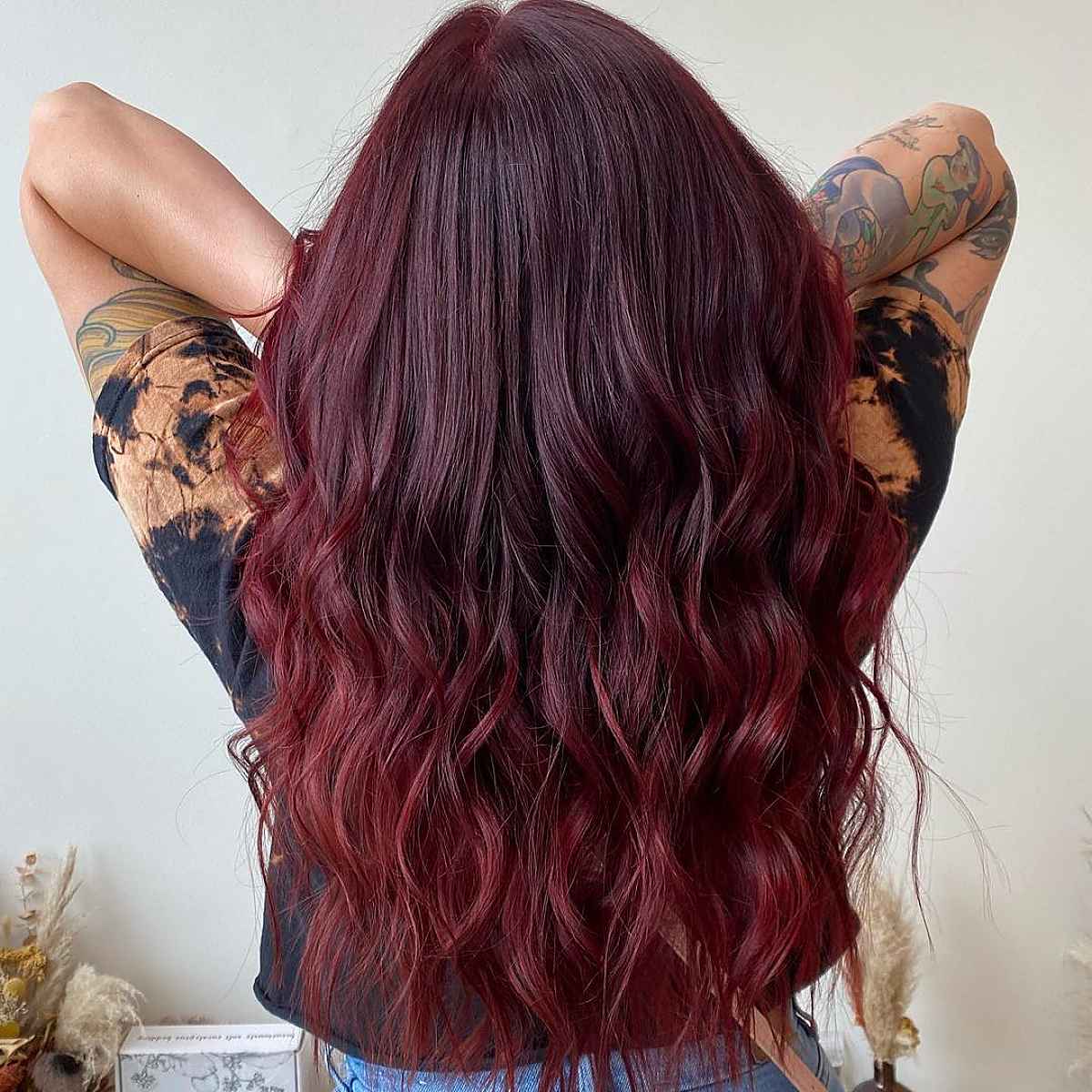 layered boysenberry and burgundy locks