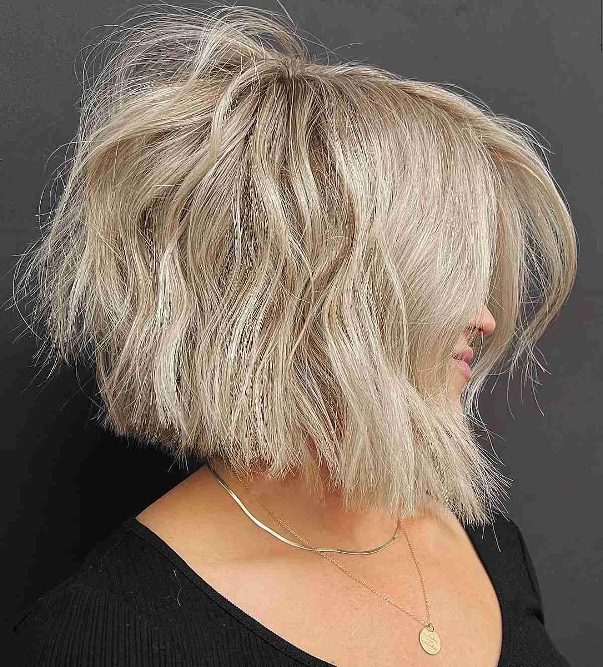 Light Blonde Hair Color for Short Blunt Shag Cut