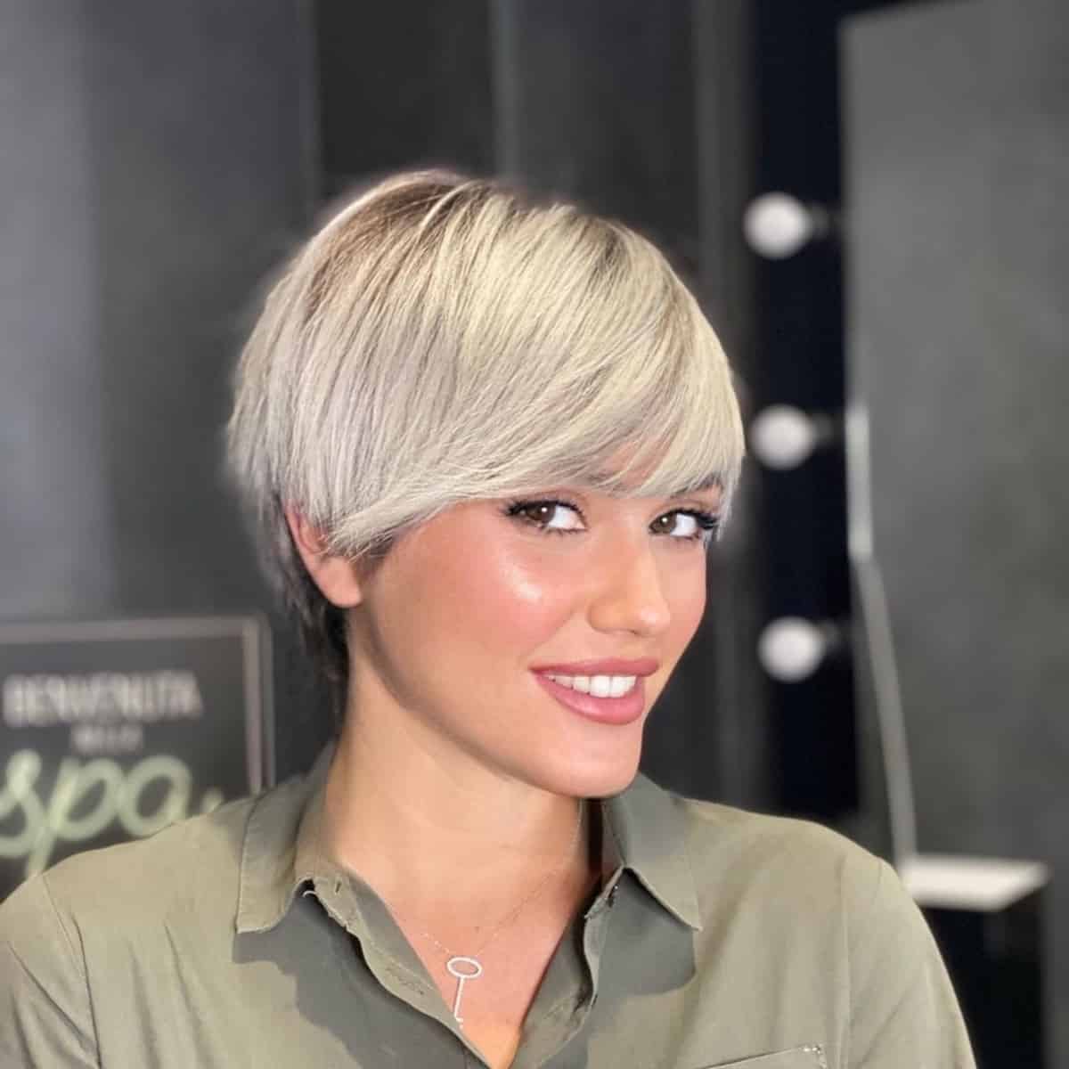 Light Blonde Pixie for Short Haired Women