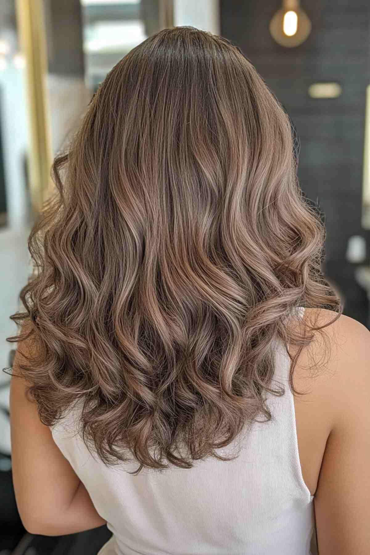 Light brown hair with milk tea balayage for brown skin