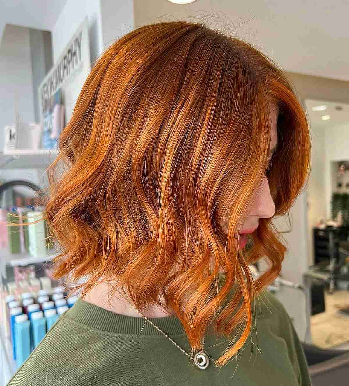 Light Copper Balayage on Short Hair