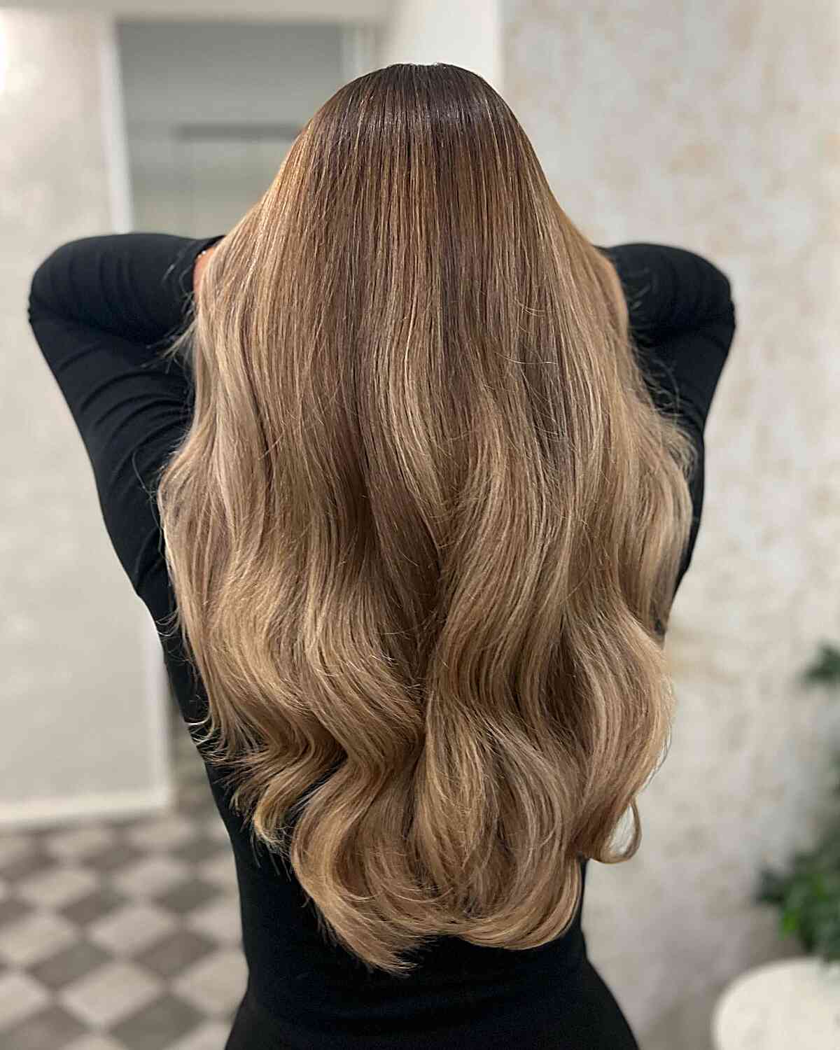 Long Dirty Dishwater Blonde Hair with Root Shadow