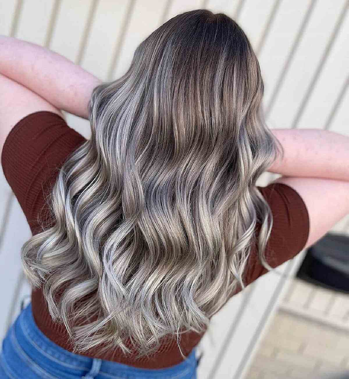 Long Neutral Ashy Blonde Balayage + Babylights