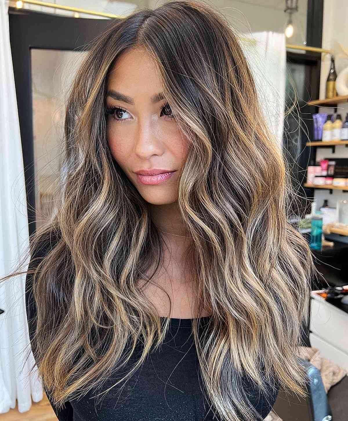 Long Sandy Brunette Balayage Tones