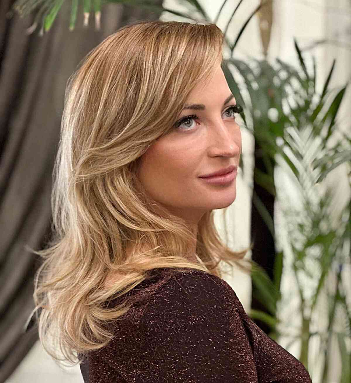 Long Side-Swept Bangs Style for Blondes