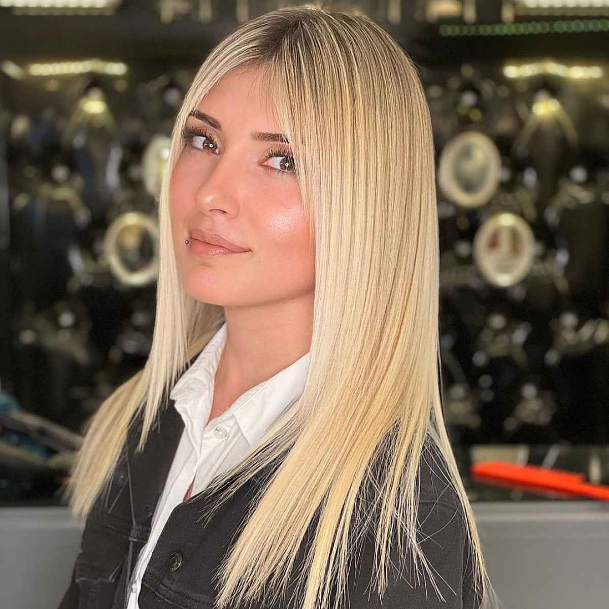 long sleek straight blonde hair