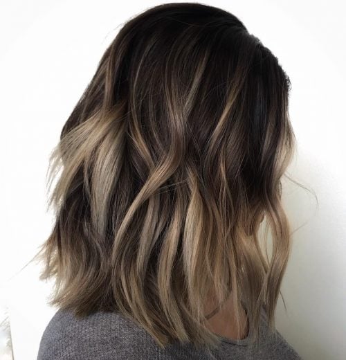 Low-Maintenance Dark Brown Hair with Ash Blonde Highlights