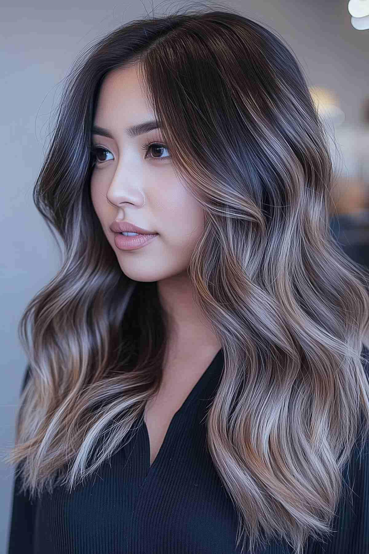 low maintenance mushroom brown hair with subtle ombre