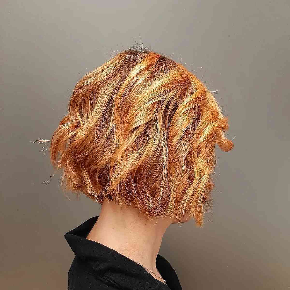 Orange Bob with Beach Waves