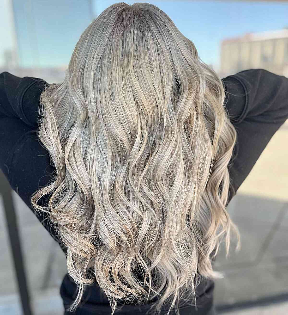 Platinum Ash Blonde Balayage with Waves