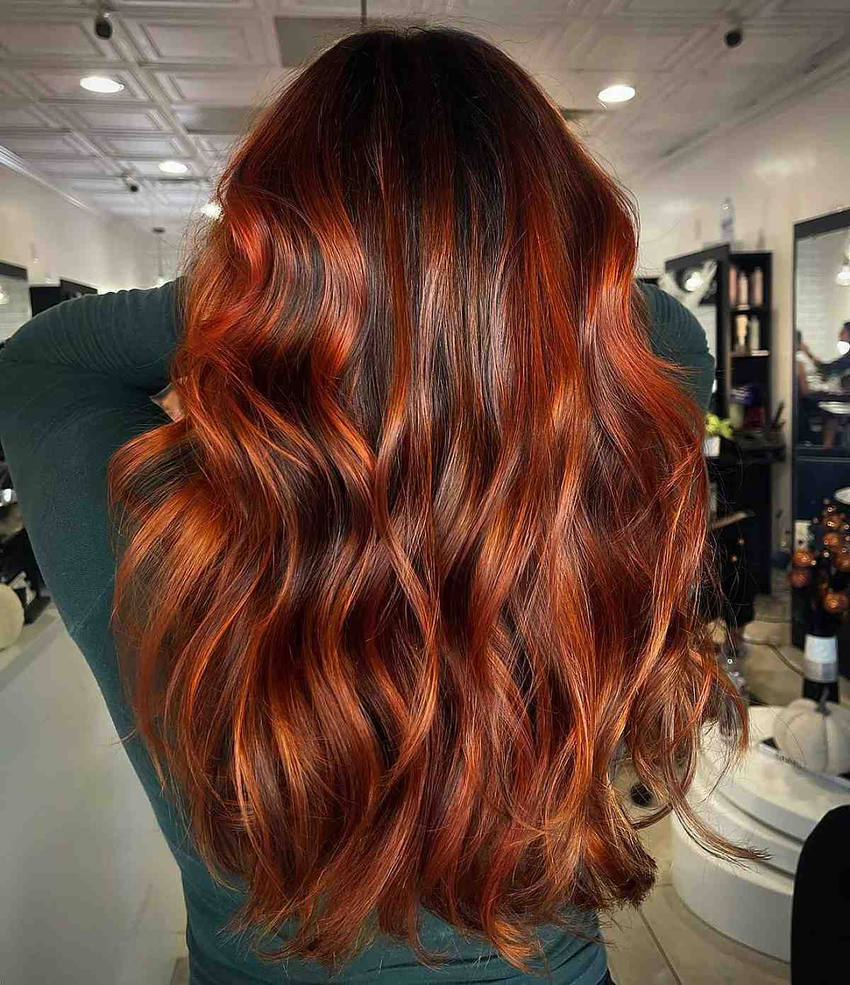 Popular Dark Copper Balayage with Mahogany Hues