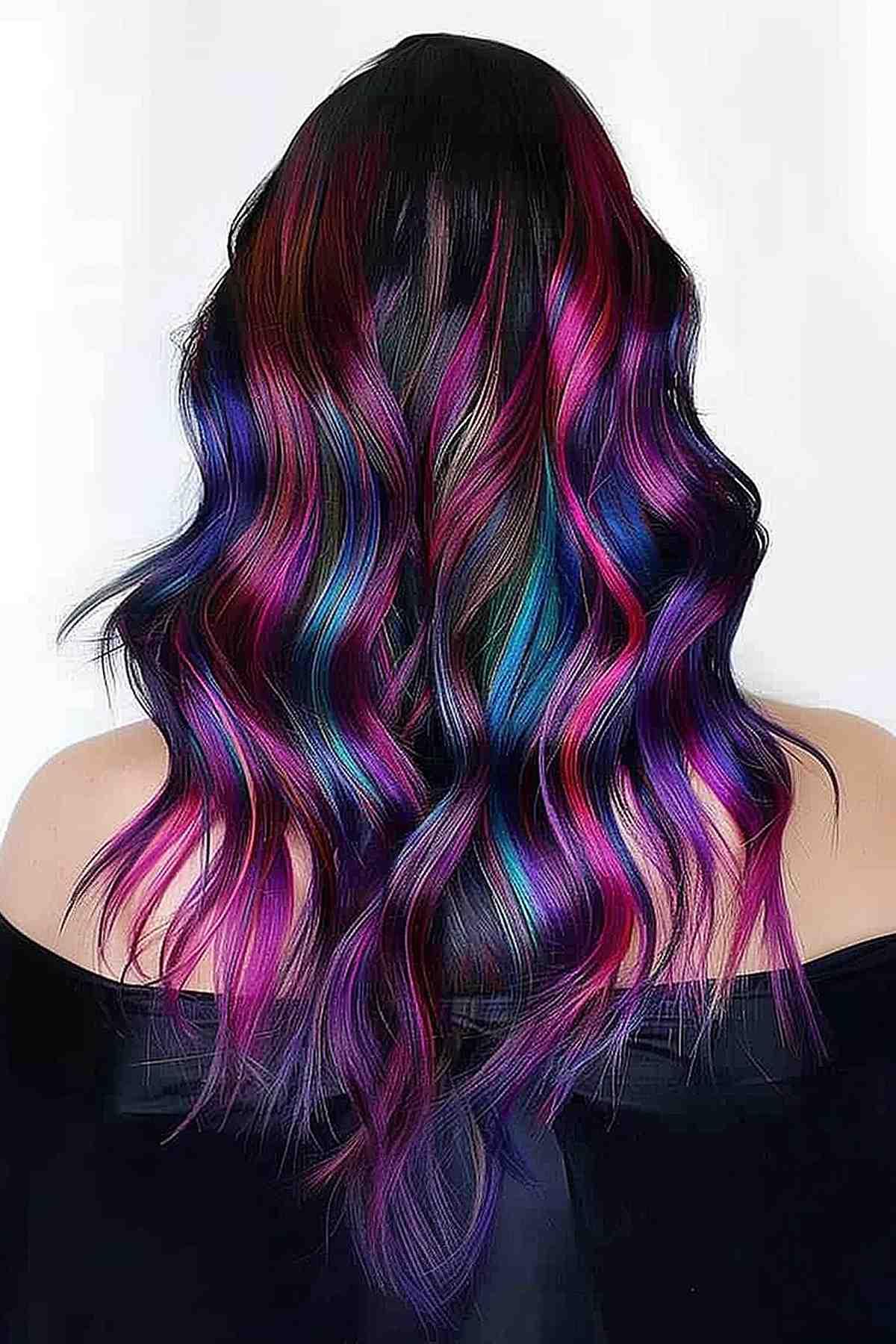 Rainbow deep violet hair color