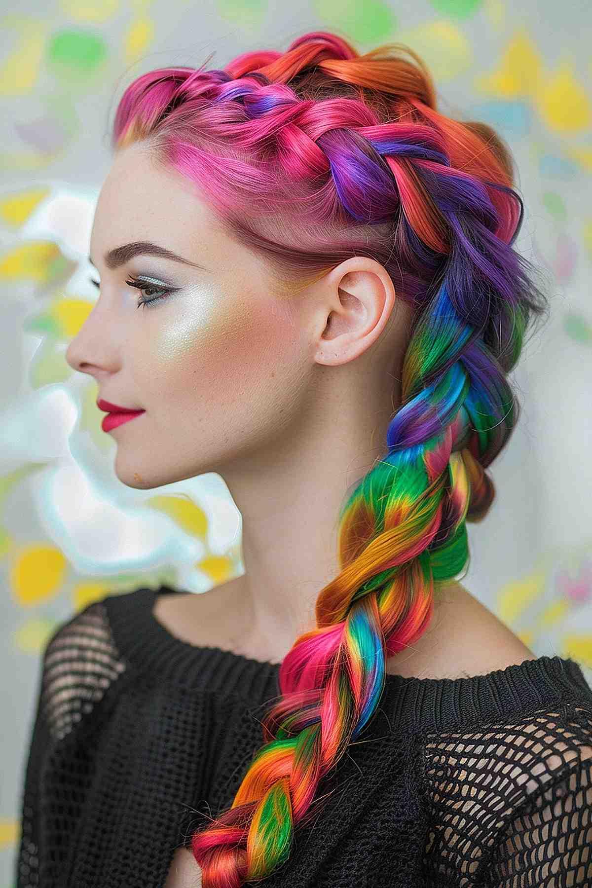 rainbow hair with braids