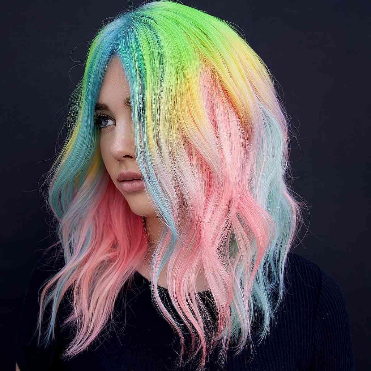 Rainbow-Inspired Neon Candy-Colored Hair