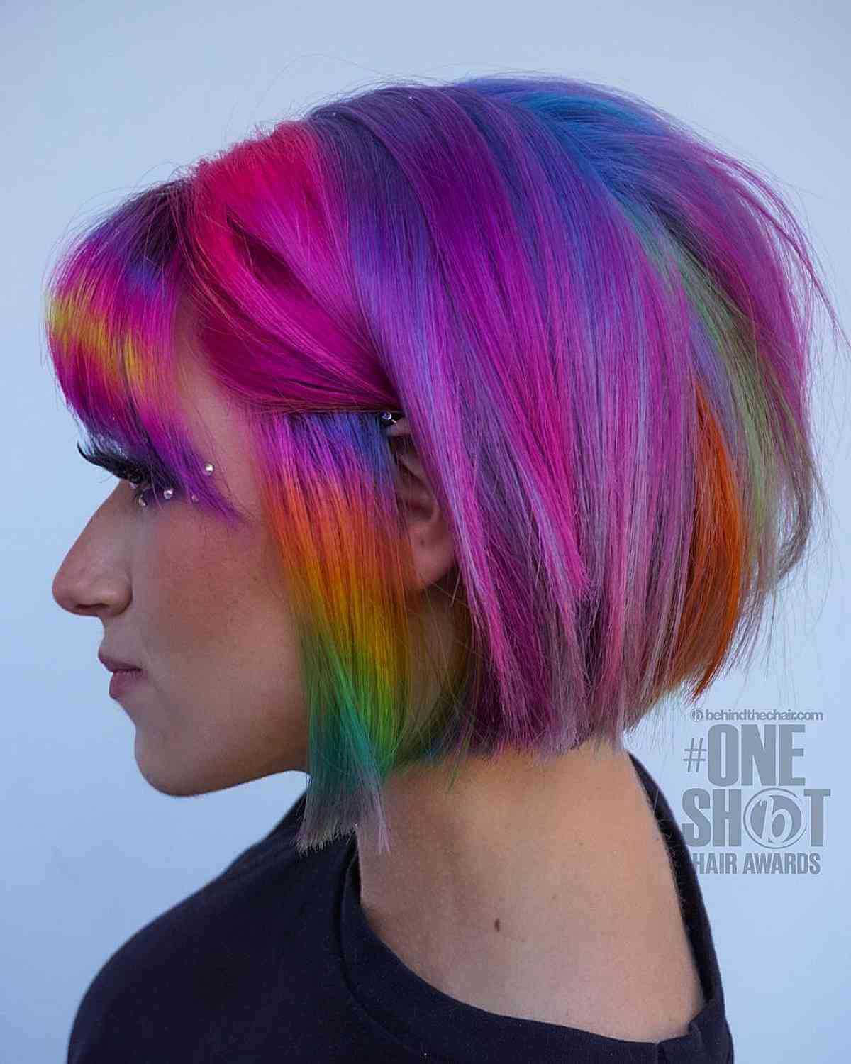 Rainbow Prismatic Short Bob