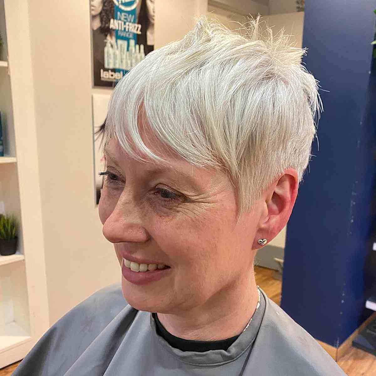 Sassy White Blonde Pixie with Fringe