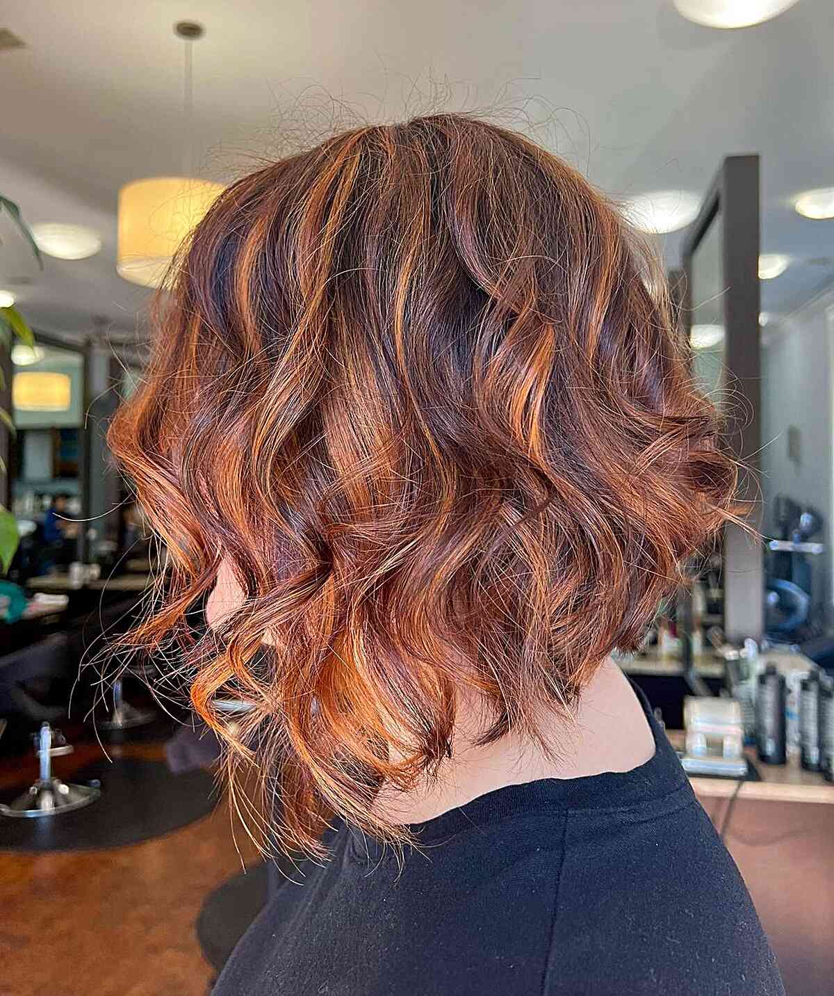 Short Auburn Bob with Balayage Highlights