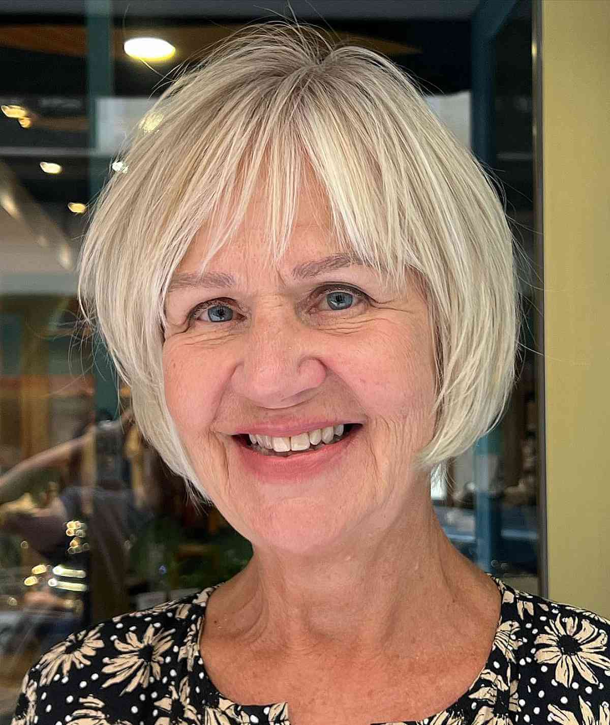 Short Blonde Messy Bob with Fringe for Older Women