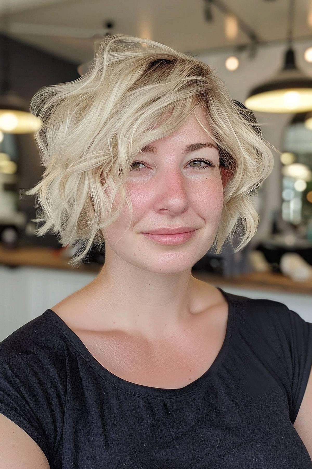 short blonde messy bob