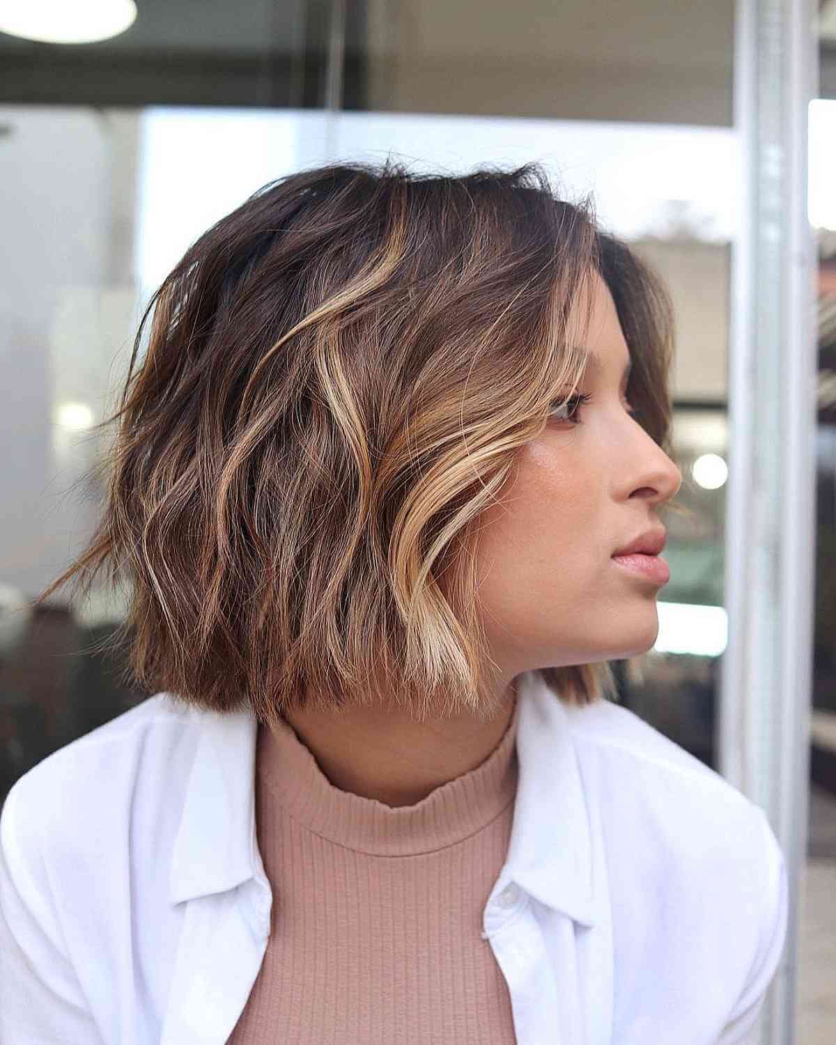 Short Brown Hair with Blonde Highlights