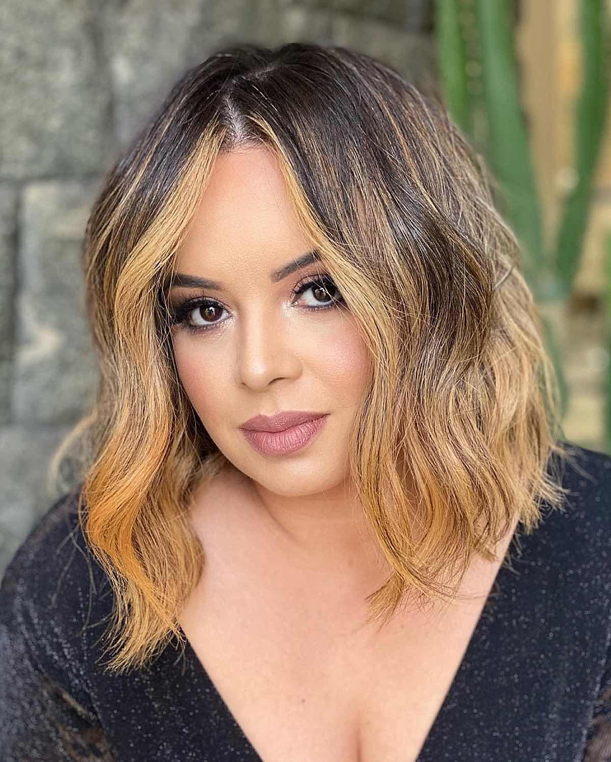 short hair with balayage money piece