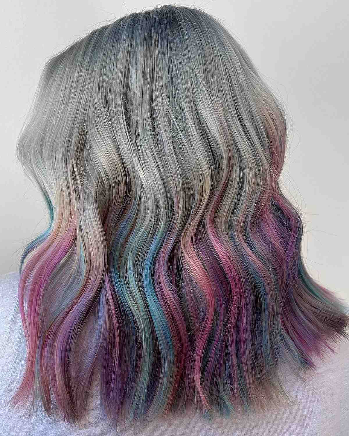 Silver to Rainbow Ombre