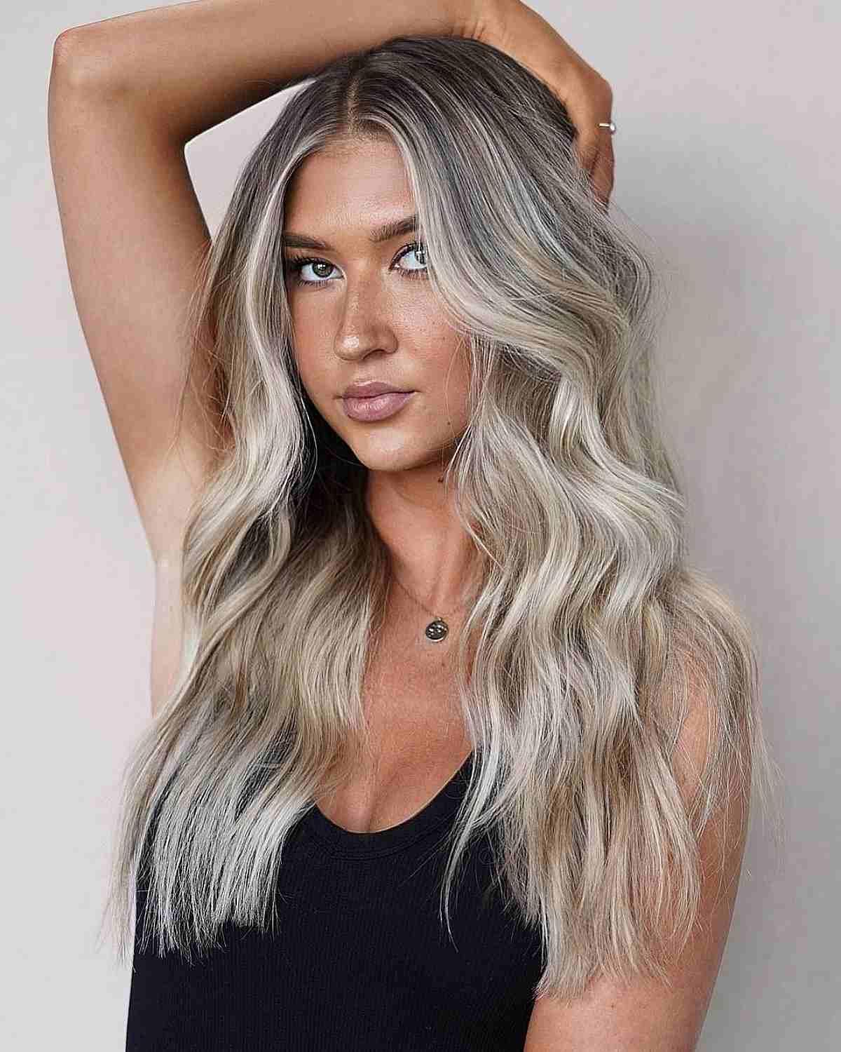 Smoky Ash Blonde Balayage for Long Hair