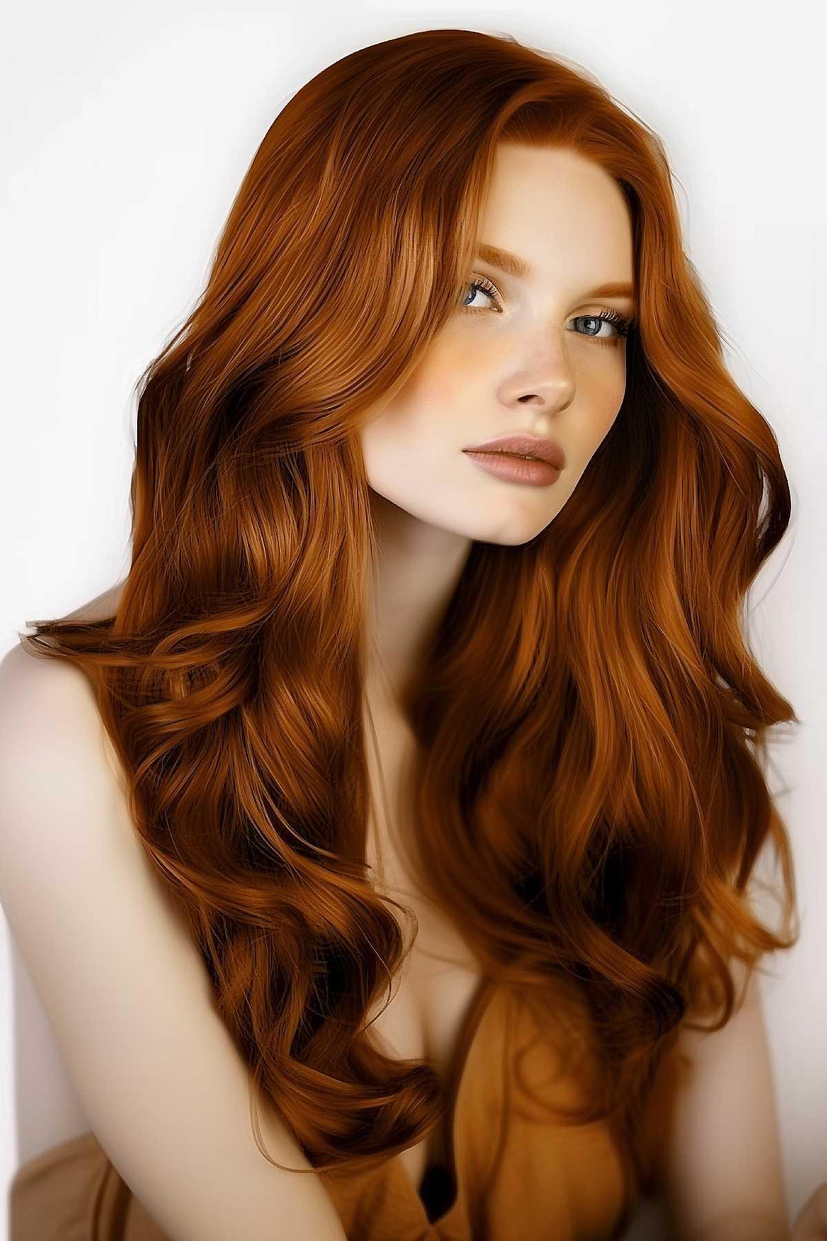 Smooth waves showing golden brown ginger copper tones