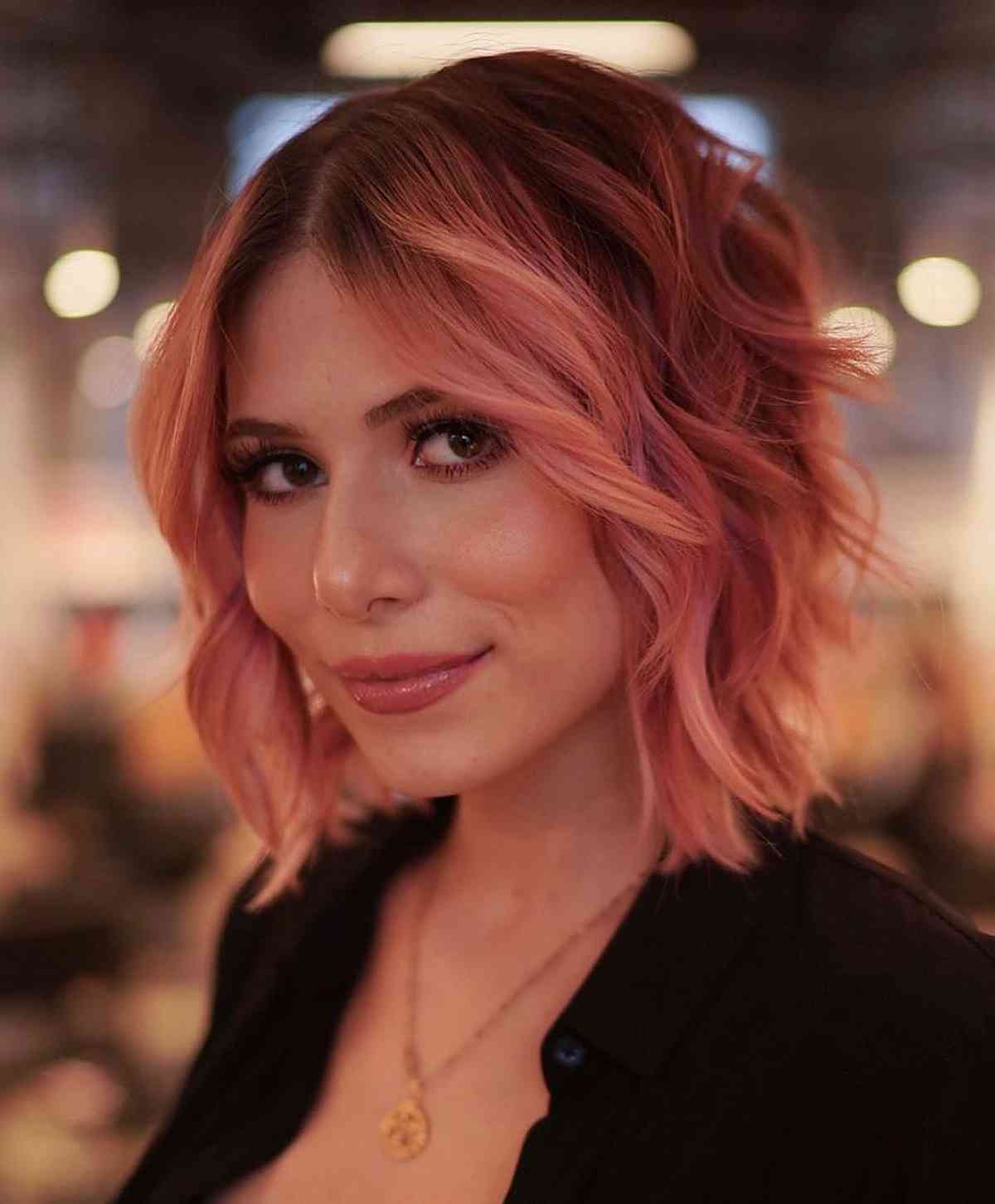 soft pink rose gold hair color