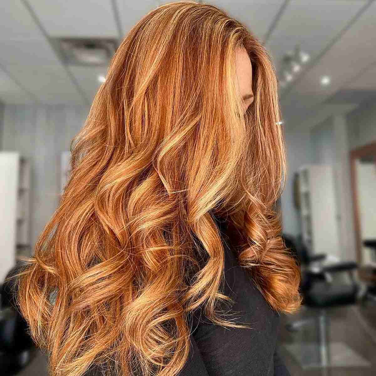 Stunning Copper Red with Honey Blonde hair color