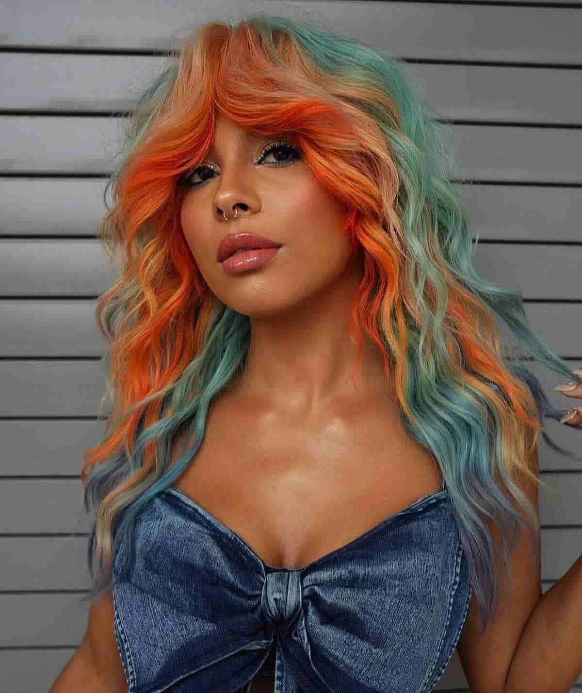 Stunning Cosmic Rainbow Hair Color