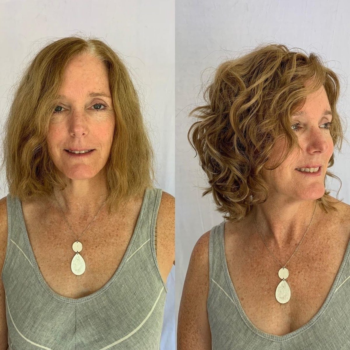 Subtle Curly blonde hair for older women