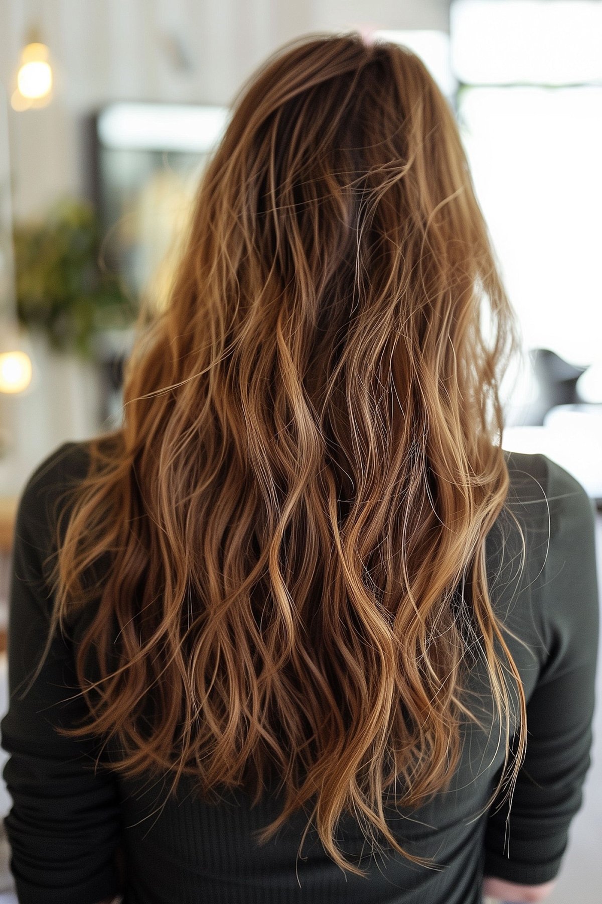 sun kissed highlights on chestnut brown hair