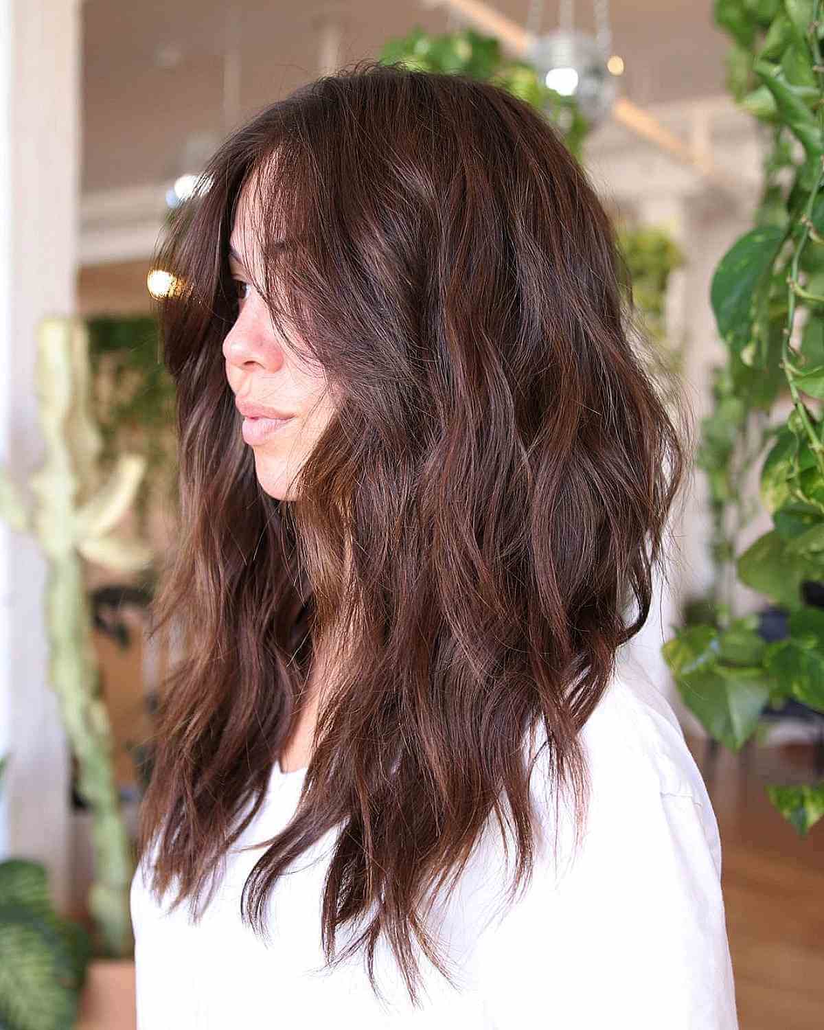 Textured Mid-Length Beachy Chocolate Brunette