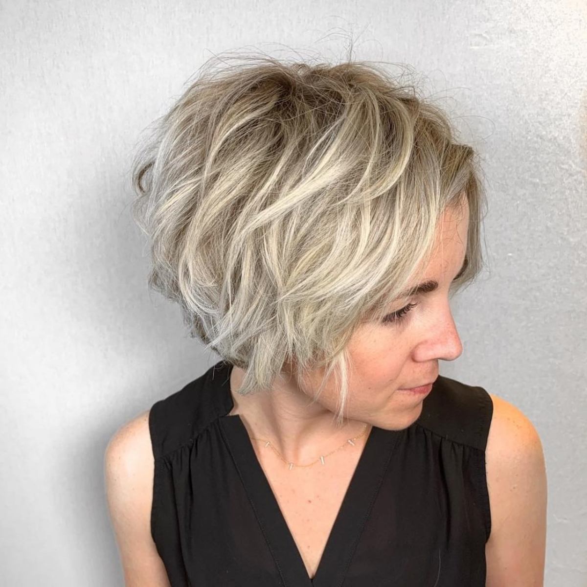 Textured Shaggy Bob for Blonde, Thin Hair