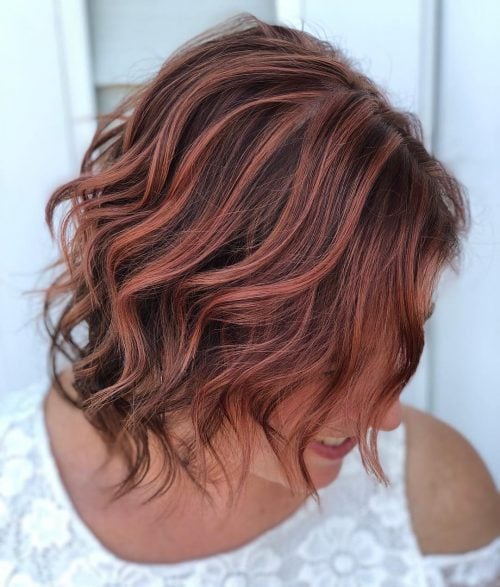 Unique Rose Gold Highlights On Brown Hair Color