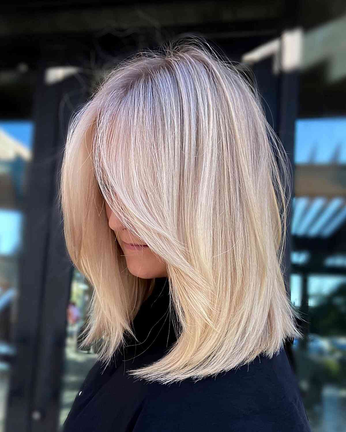 Very Soft Light Blonde Hair for women with shoulder-length hair