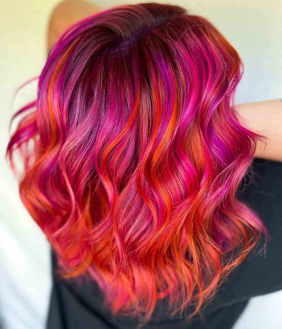 Vibrant Purple with Orange Tousled Waves