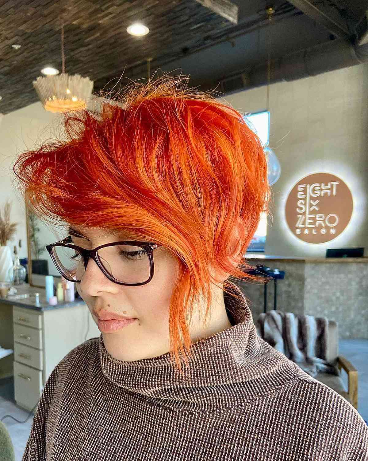 Vivid Orange Undercut Pixie