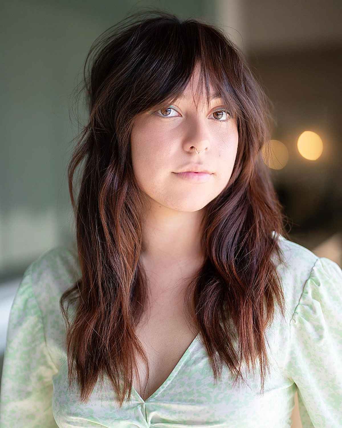 voluminous brown hair with mahogany accents