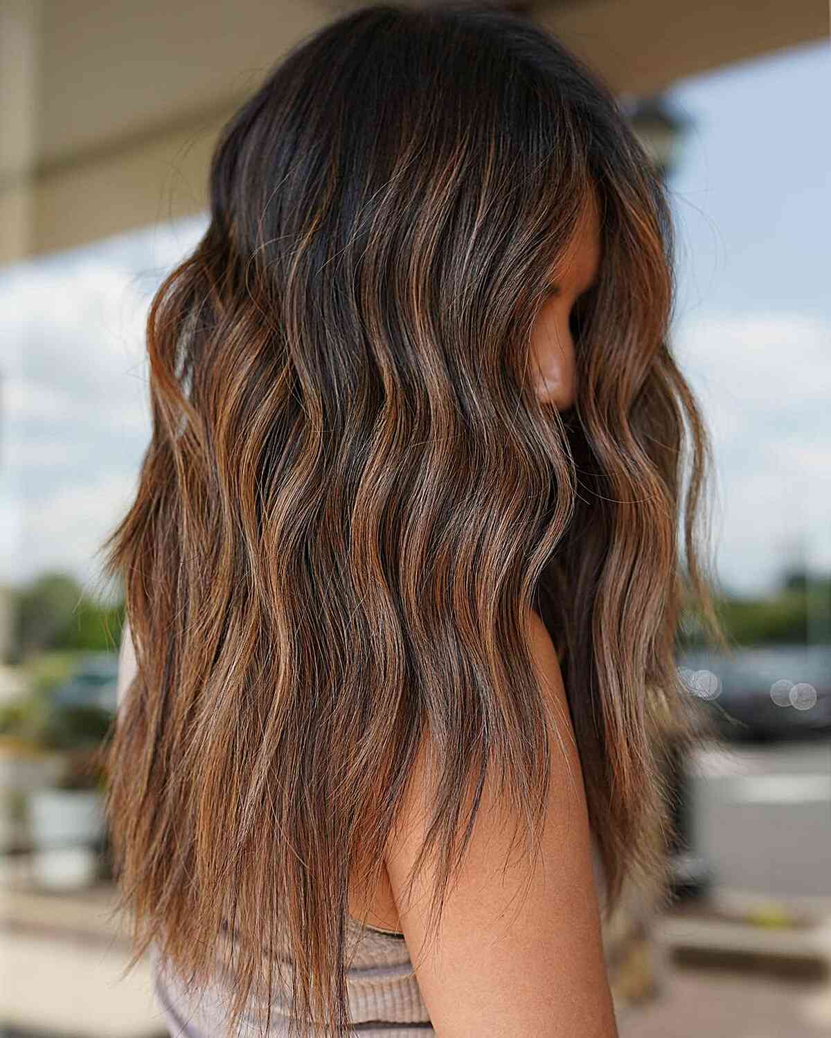 Warmer Golden Highlights in Dimensional Brown Hair